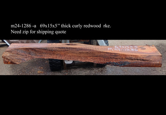 Curly Redwood Mantel | Fireplace Shelf | Live Edge | M24-1286