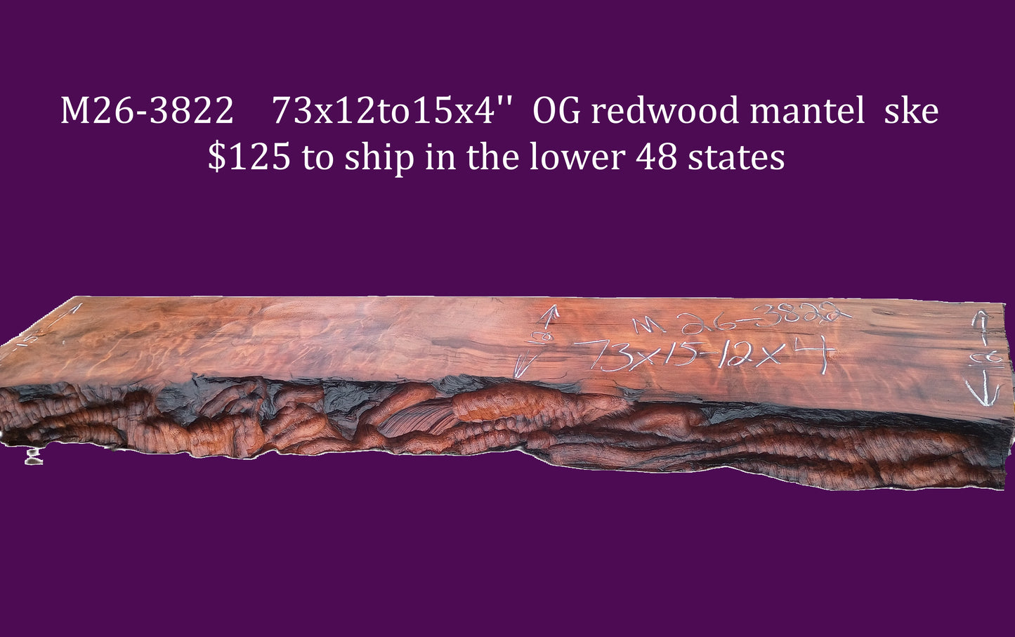 Redwood Mantel | Shelf | Burl | m26-3822