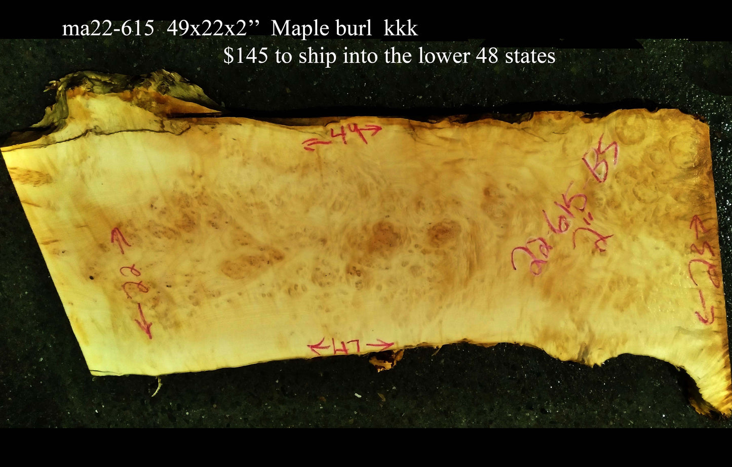 Maple Burl Slab | Desk | DIY | Table Slab | MA22-615