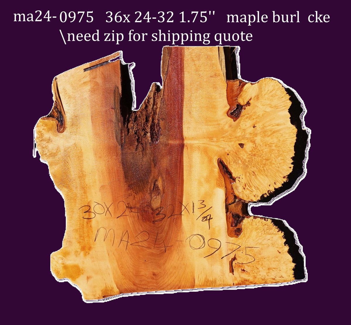 Maple Burl Log Cut | River Table | Wall Art | Epoxy Idea | DIY | MA24-0975
