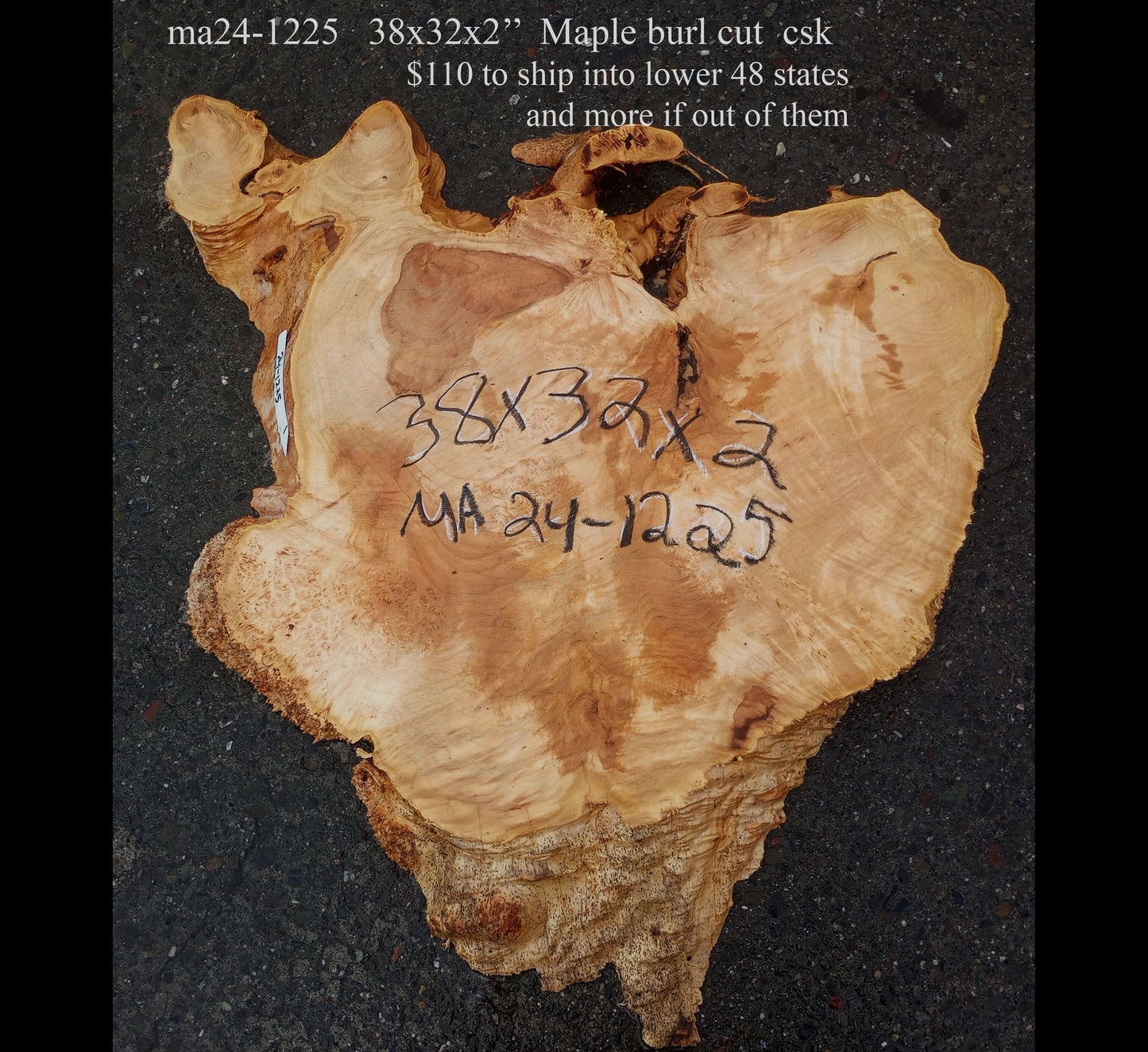 Maple Burl Slab | Craft Woods | DIY | Wall Art | MA24-1225