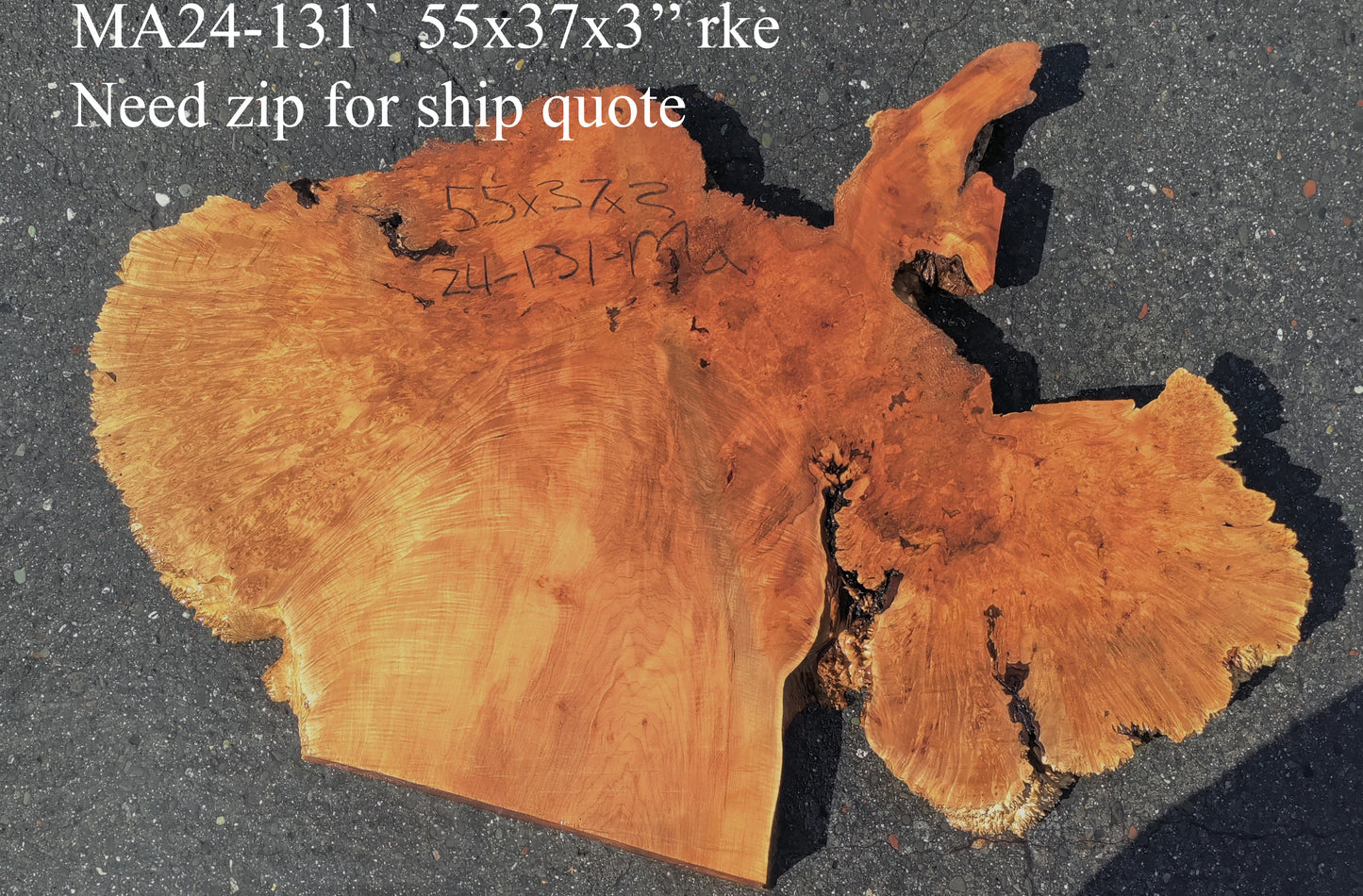 Live Edge Slab |  Maple Burl | epoxy river table | ma24-1310