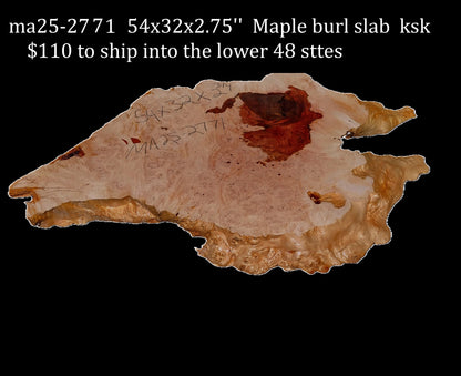 Maple Quilted Burl | Live Edge Slab | River Table | DIY | MA25-2771
