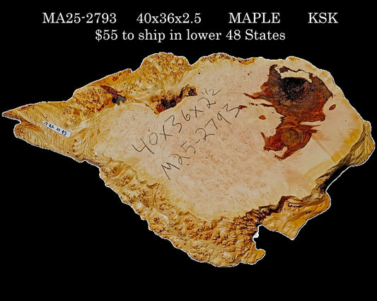 Maple Quilted Burl | Live Edge Slab | River Table | DIY | MA25-2793