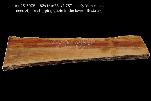 Curly Maple Burl Slab | DIY | River Table | ma25-3078
