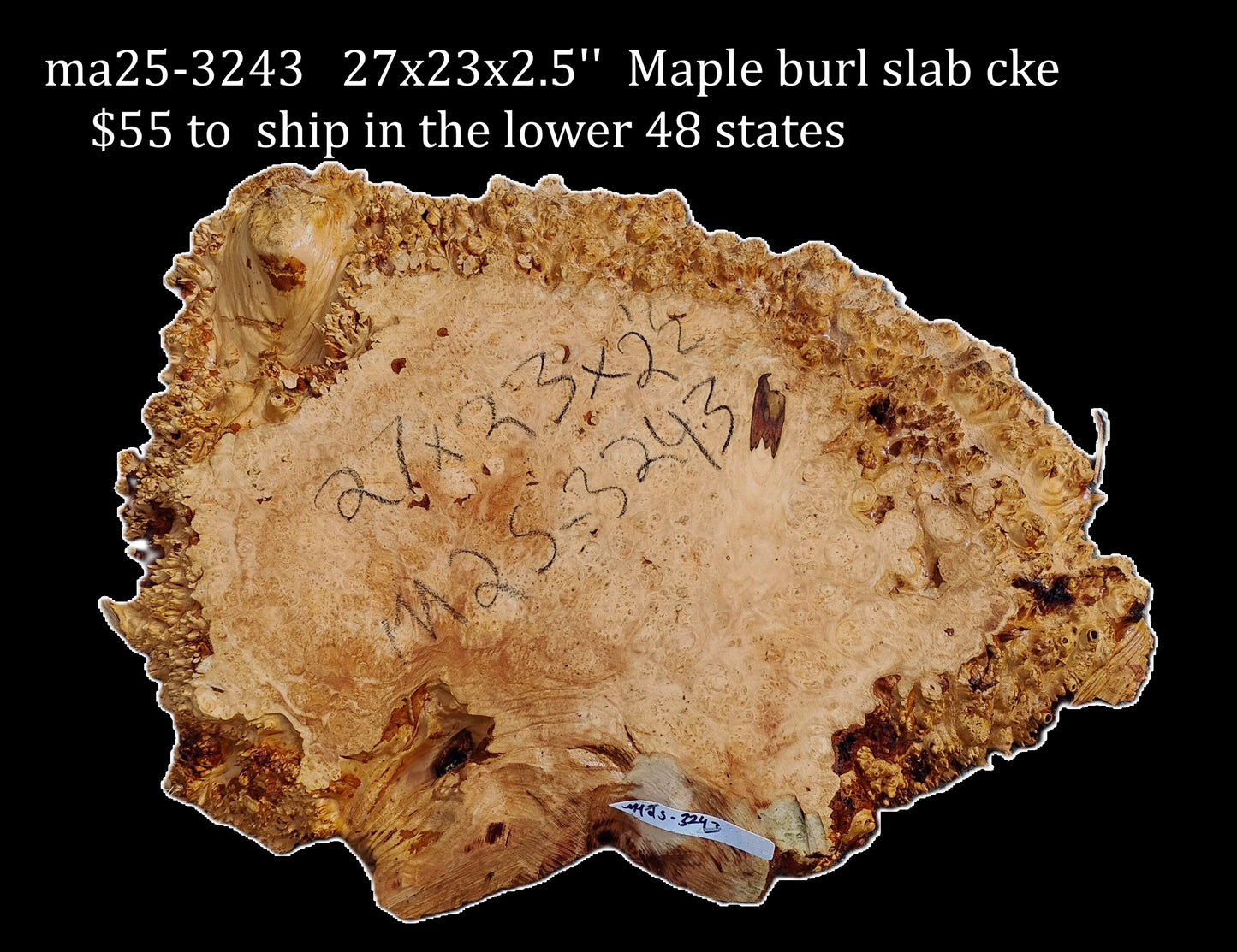 Maple Burl | Live Edge | River Table | DIY | Craft Wood | Ma25-3243