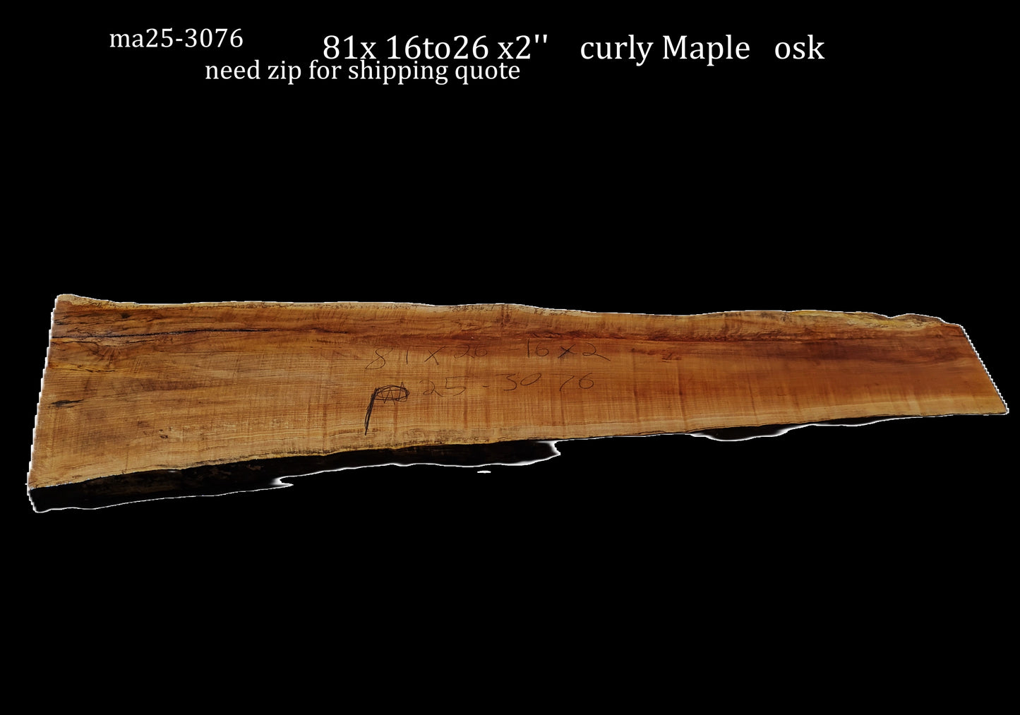 Curly Maple Burl Slab | DIY | River Table | ma25-3076