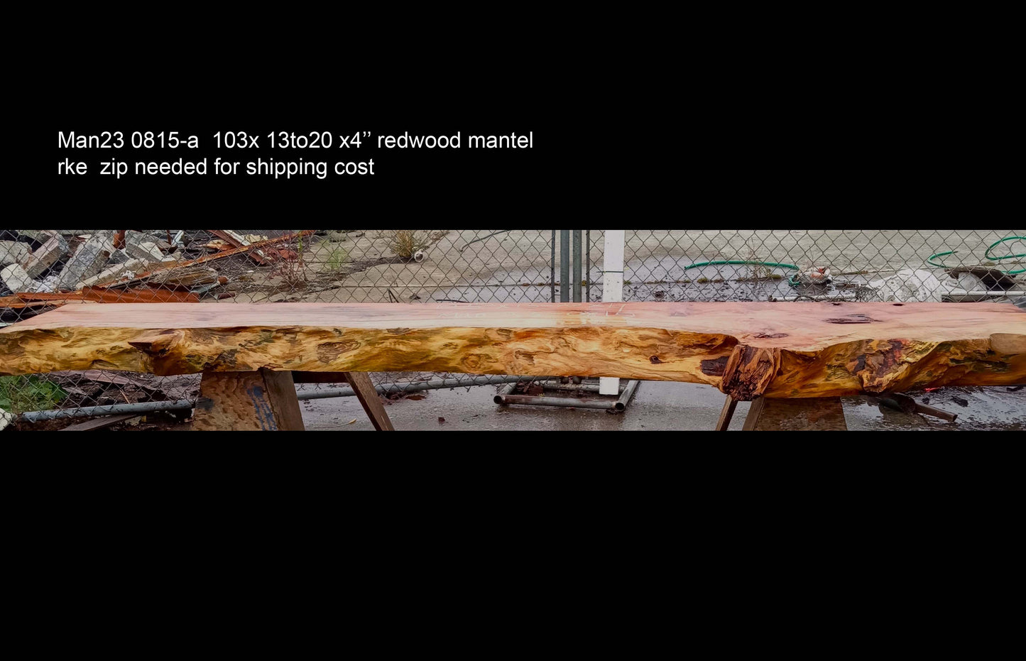 fireplace mantel | live edge shelf | mantel | redwood | man23-0815