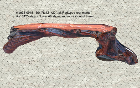 Redwood mantel | live edge shelf | DIY wood | man23-0915