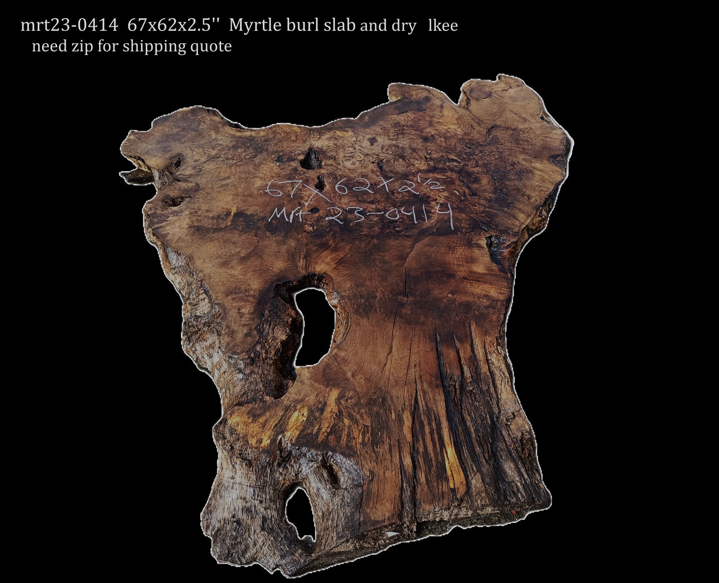 Myrtle Burl Slab | DIY | Table | Craft Wood | River Table | Mrt23-0414