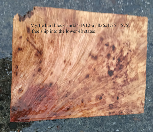 Myrtle Burl Block | Craft Wood | Bowl Turning | Mrt24-1912