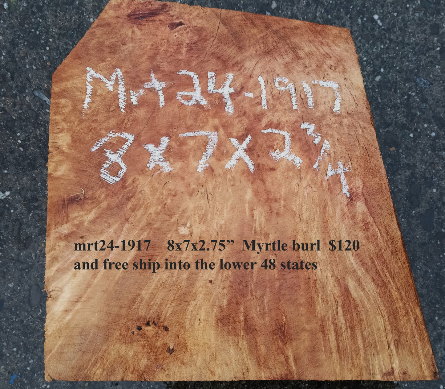 Myrtle Burl Block | Craft Wood | Bowl Turning | Mrt24-1917