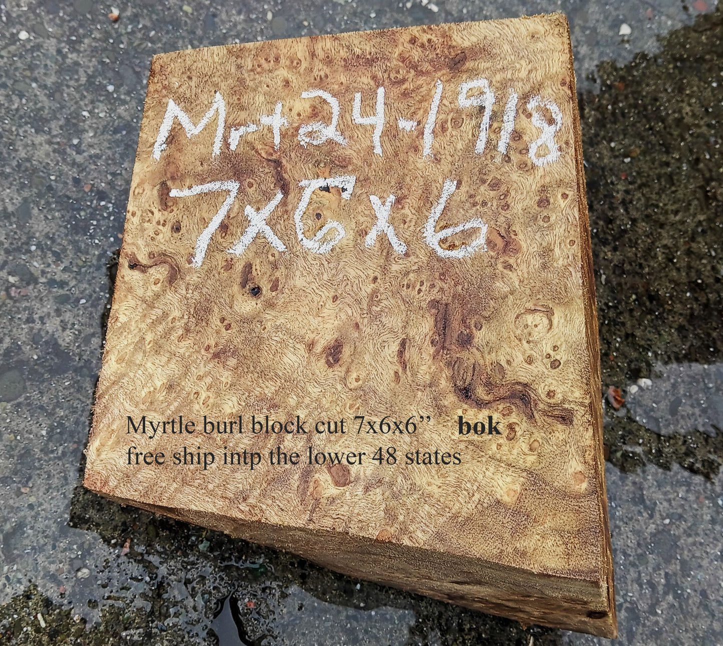 Myrtle Burl Block | Craft Wood | Bowl Turning | Mrt24-1918