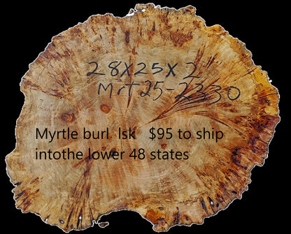 Myrtle Burl Slab | Live Edge | River Table | DIY |  Ma25-2330