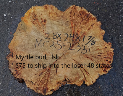 Myrtle Burl Slab | Live Edge | River Table | DIY |  Mrt25-2331