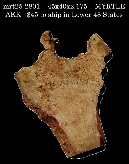 Myrtle Burl Slab | Live Edge | river table | DIY | Mrt25-2801