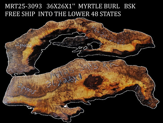 Myrtle Wood Burl Slab | Live Edge | river table | DIY | Mrt25-3083