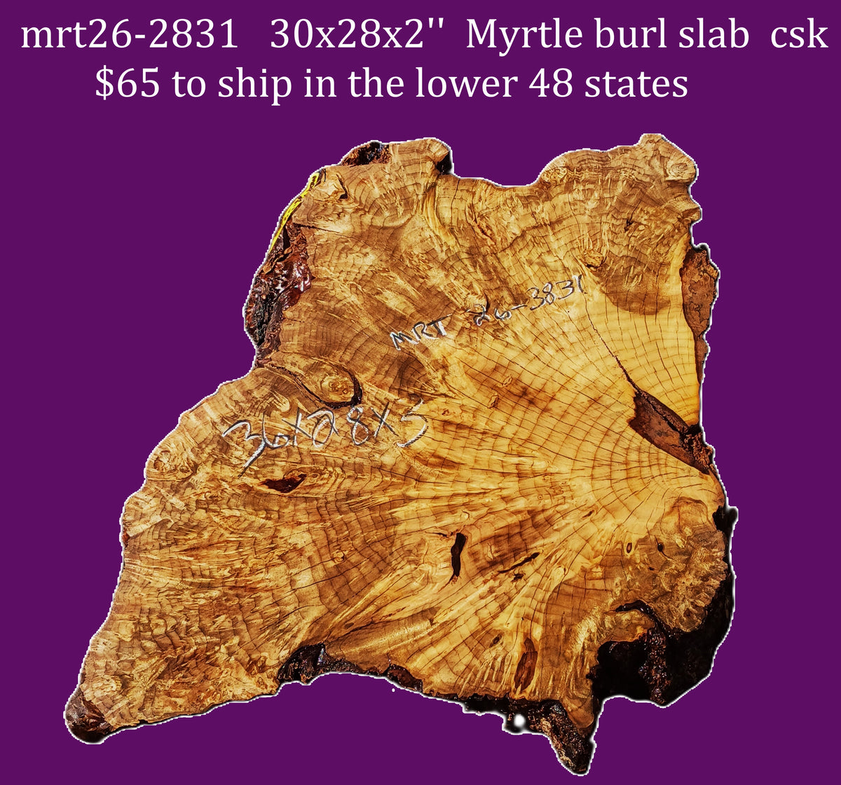 Myrtle Burl Slab | DIY | Table | Craft Wood | MRT26-2831