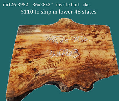 Myrtle Bay Laurel Burl | River Table | Live Edge Slab | MRT26-2952