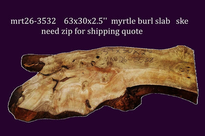 Myrtle Burl Slab | DIY | Table | Craft Wood | Mrt26-3538