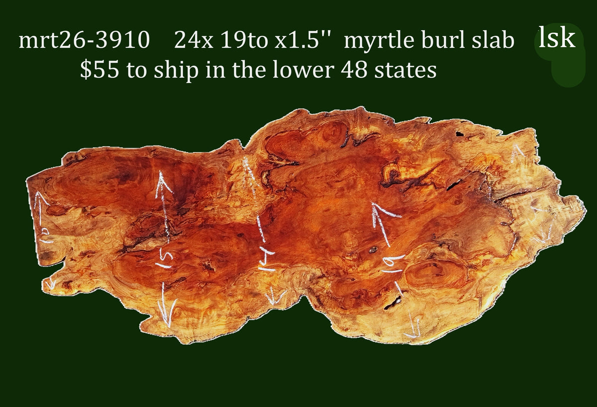 Myrtle Bay Laurel Burl | River Table | Live Edge Slab | MRT26-3910