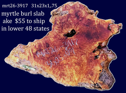 Myrtle Bay Laurel Burl | River Table | Live Edge Slab | MRT26-3917
