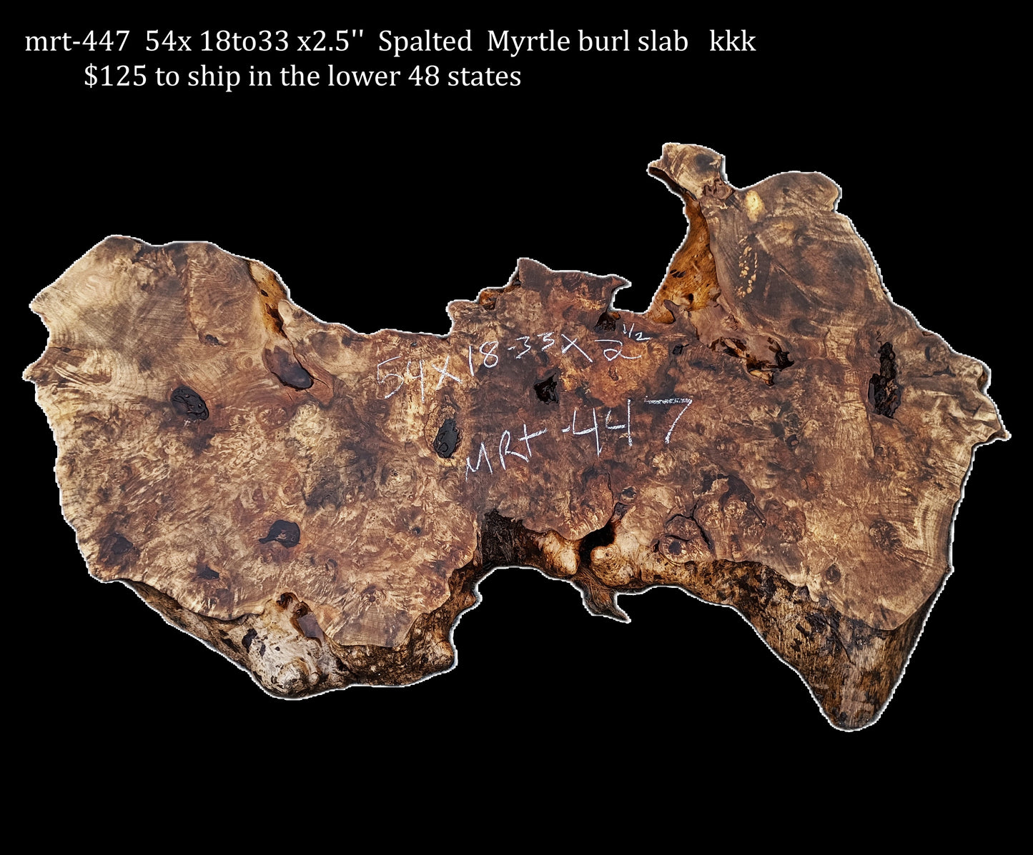 Spalted Myrtle Burl | Live Edge | River Table | DIY | mrt-447
