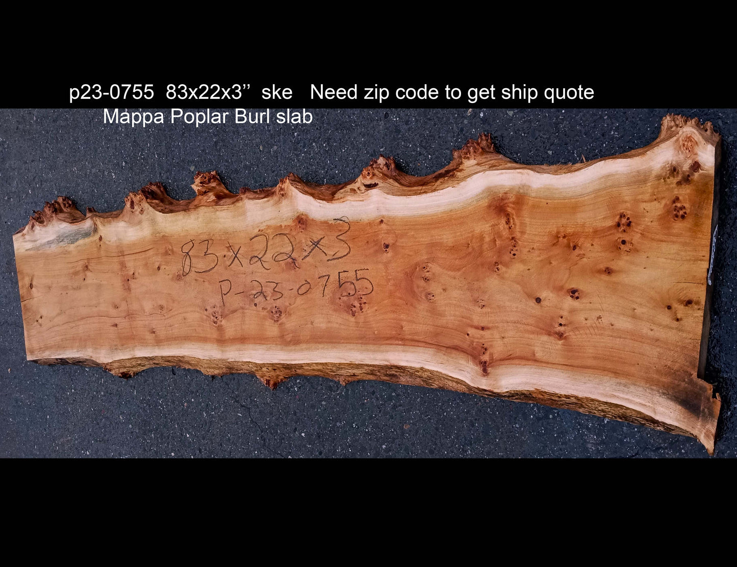 Mappa burl | Poplar | river table | live edge slab | DIY ideas | p23-0755