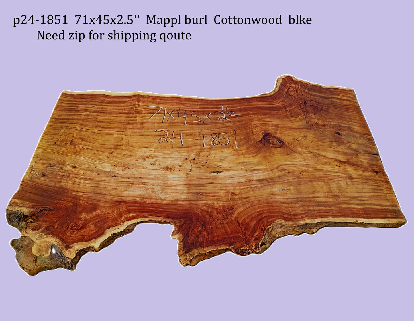 Mappa Burl | Cottonwood | Poplar | Counter/Bar | DIY | P24-1851