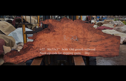 Redwood Burl Slab | DIY | Headboard | Bar | Dry | Old Growth Redwood | R-22