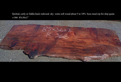 Curly Redwood Slab | Kitchen Table | Bar | Headboard | R-366