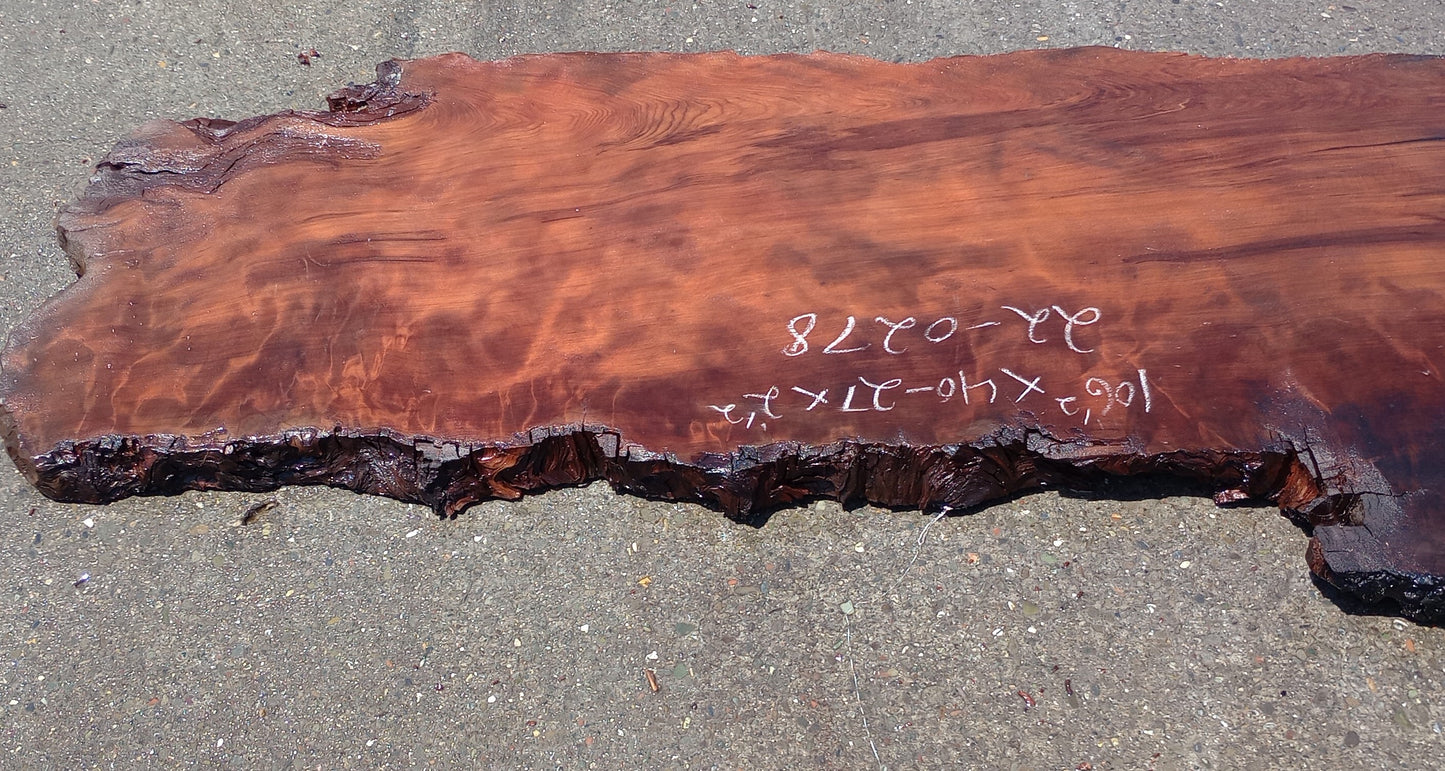 Live Edge Curly Redwood Slab | Kitchen Table | Bar | Headboard | R24-0278