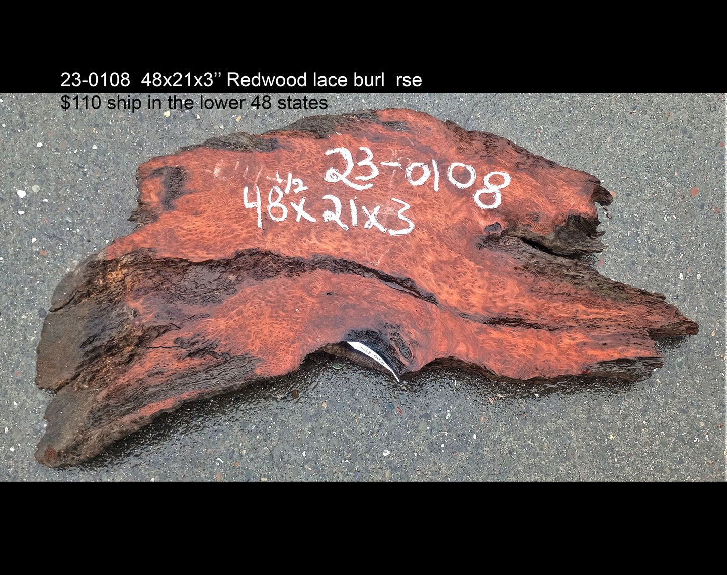 Old growth lace burl redwood l river table | live edge slab | r-23-0108