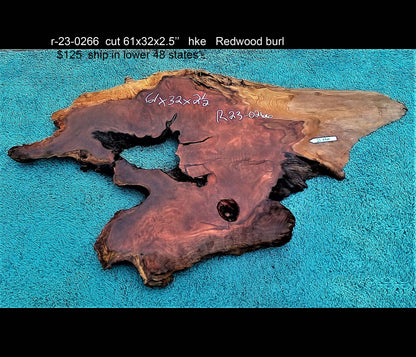Redwood burl slab | live edge | DIY | river table | headboard | r23-0266