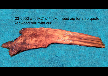 curly redwood burl slab | live edge | DIY | epoxy river table | burl | r23-0550