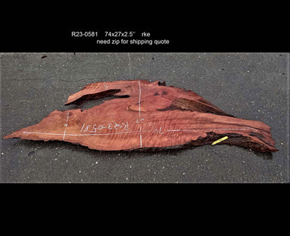 Curly redwood | live edge slab | epoxy river table | headboard | r23-0581
