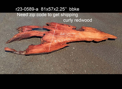 Curly redwood | live edge | epoxy river table | headboard | r23-0589