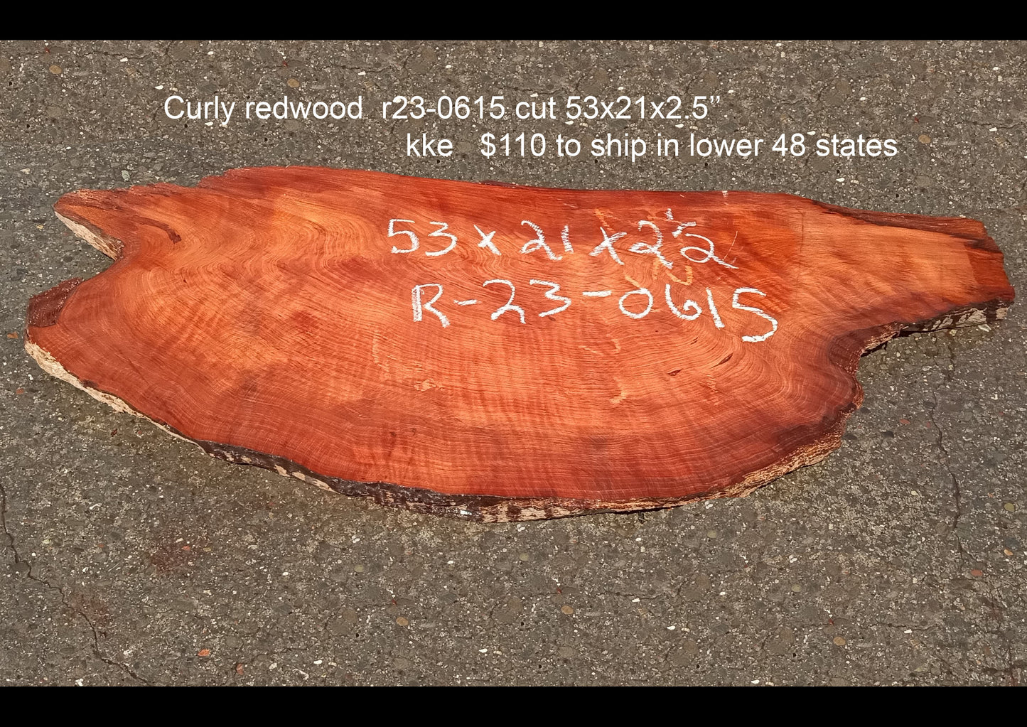 Redwood curly slab | live edge | river table | burl table | DIY | r23-0615