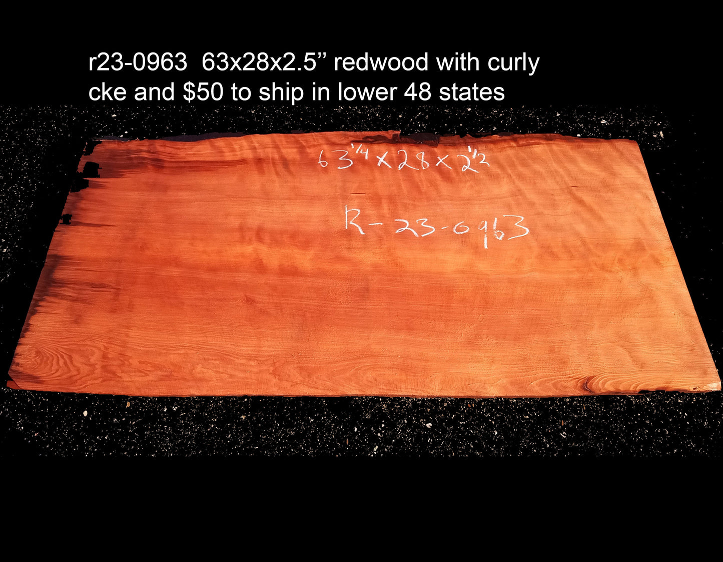 Live Edge Redwood Slab | Table top | Modern Rustic | Craft Woods | R23-0963