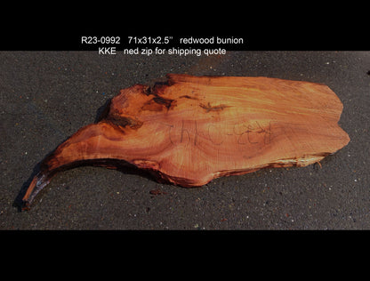Live Edge Redwood Slab | Table top | Modern Rustic | Craft Woods | R23-0992