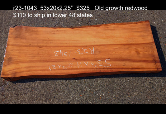 Live Edge Redwood Slab | DIY craft | Modern Rustic | R23-1043