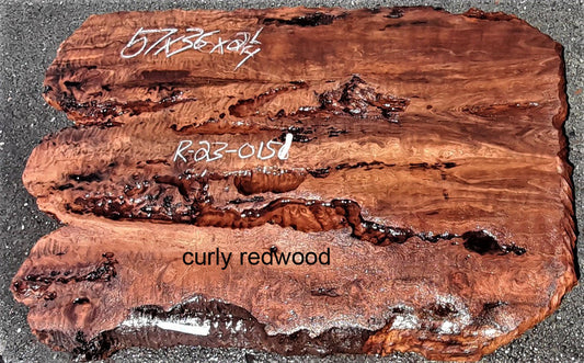 curly redwood | live edge slab | epoxy river table | r23-1051