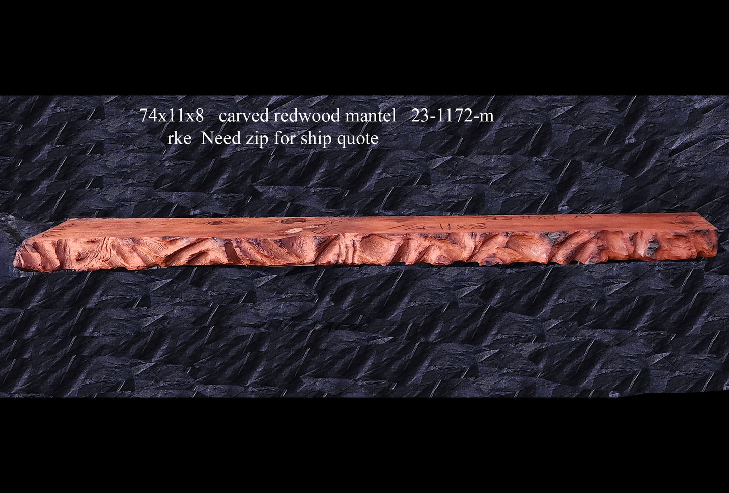 Redwood fireplace mantel | shelf | Live edge | carved redwood | m23-1172 |
