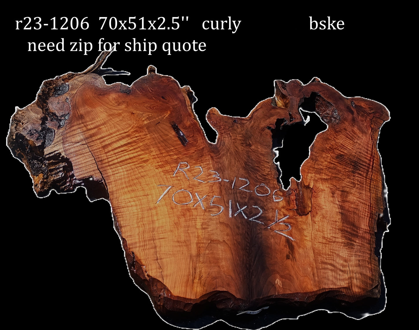 Curly Redwood Burl Slab | DIY | Table | R23-1206