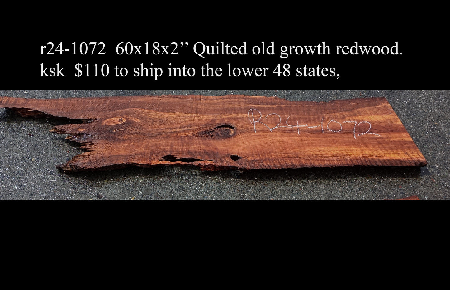 Quilted Redwood | DIY Craft Wood | Wall Art | fiddle back Redwood | R24-1072