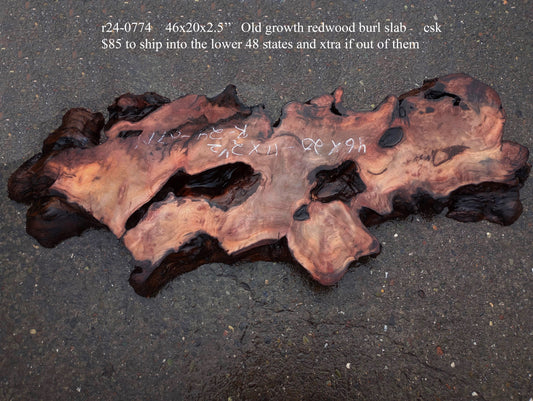 Old Growth Redwood Slab | Redwood Burl | River Table | DIY | R24-0774