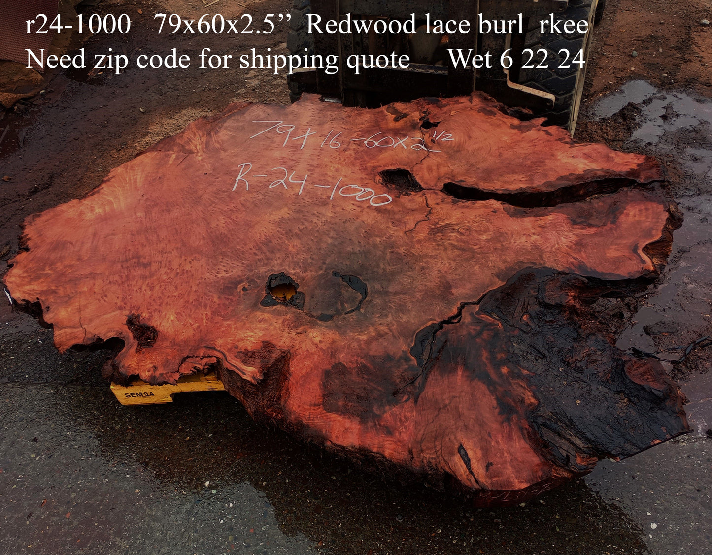 Redwood Lace Burl | Headboard | Dining Table | Old Growth Redwood | R24-1000