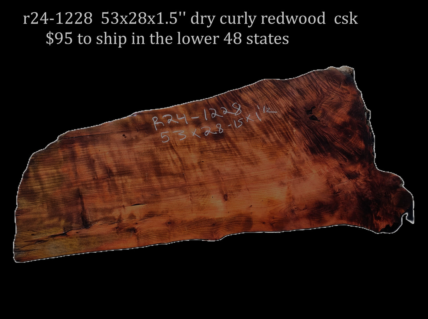 Dry Curly Redwood | Live Edge | Counter | DIY | Wood Crafts |R24-1228