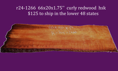 Redwood curly slab | DIY | burl table | river table | headboard |r24-1266