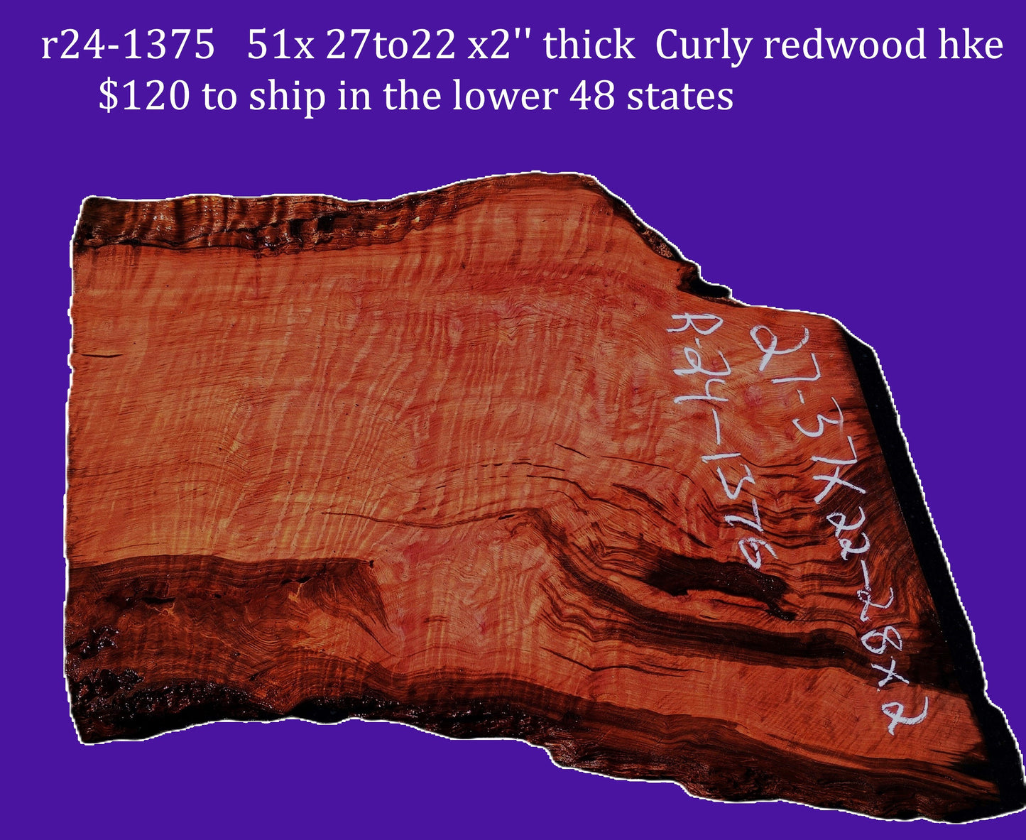 r24-1280 | curly redwood burl slab | DIY | r24-1280 | (Copy)